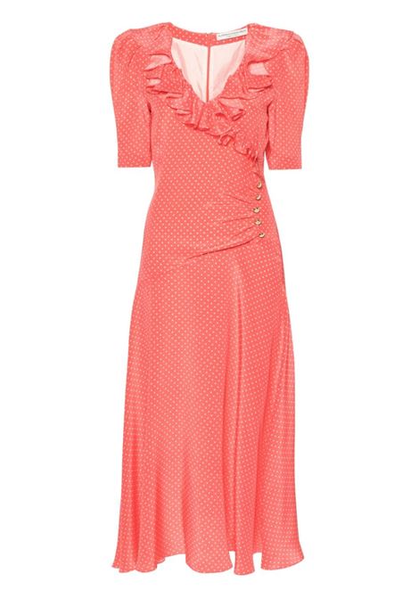 Coral polka-dot midi dress - women ALESSANDRA RICH | FABX3613F42301307